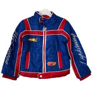 NWT Lightning Mcqueen Disney Fleece Lined Bomber Light Puffer Jacket Full Zip-3